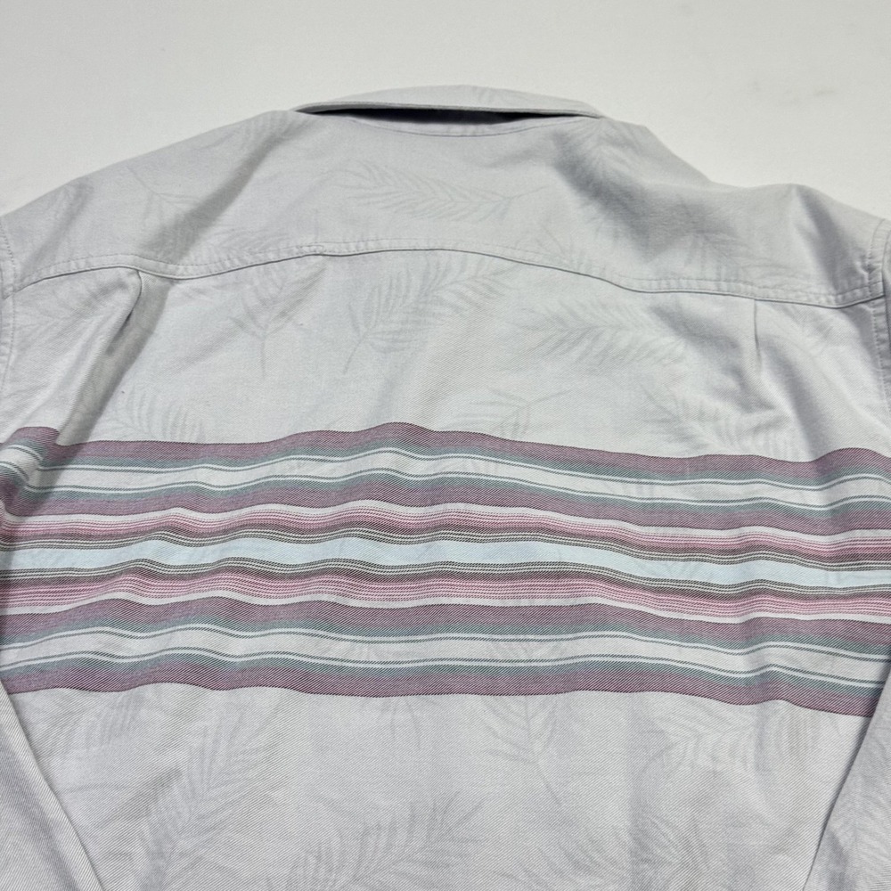 Tommy Bahama Canyon Beach Flannel Shirt Mens XL Gray Stripe Palm Button Front - Picture 11 of 12